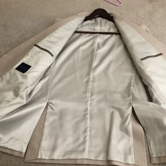 Tommy Hilfiger Sport Coat Jacket Sz L44 2 Button Front Linen Blend Beige/Tan - Picture 5 of 9